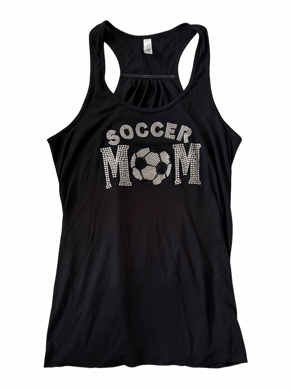 Rhinestone Soccer Mom Tank Top - Black